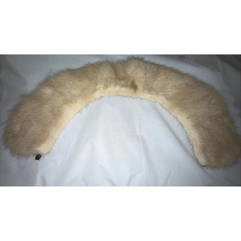 VINTAGE Cream MINK FUR COLLAR ~ SATIN LINED